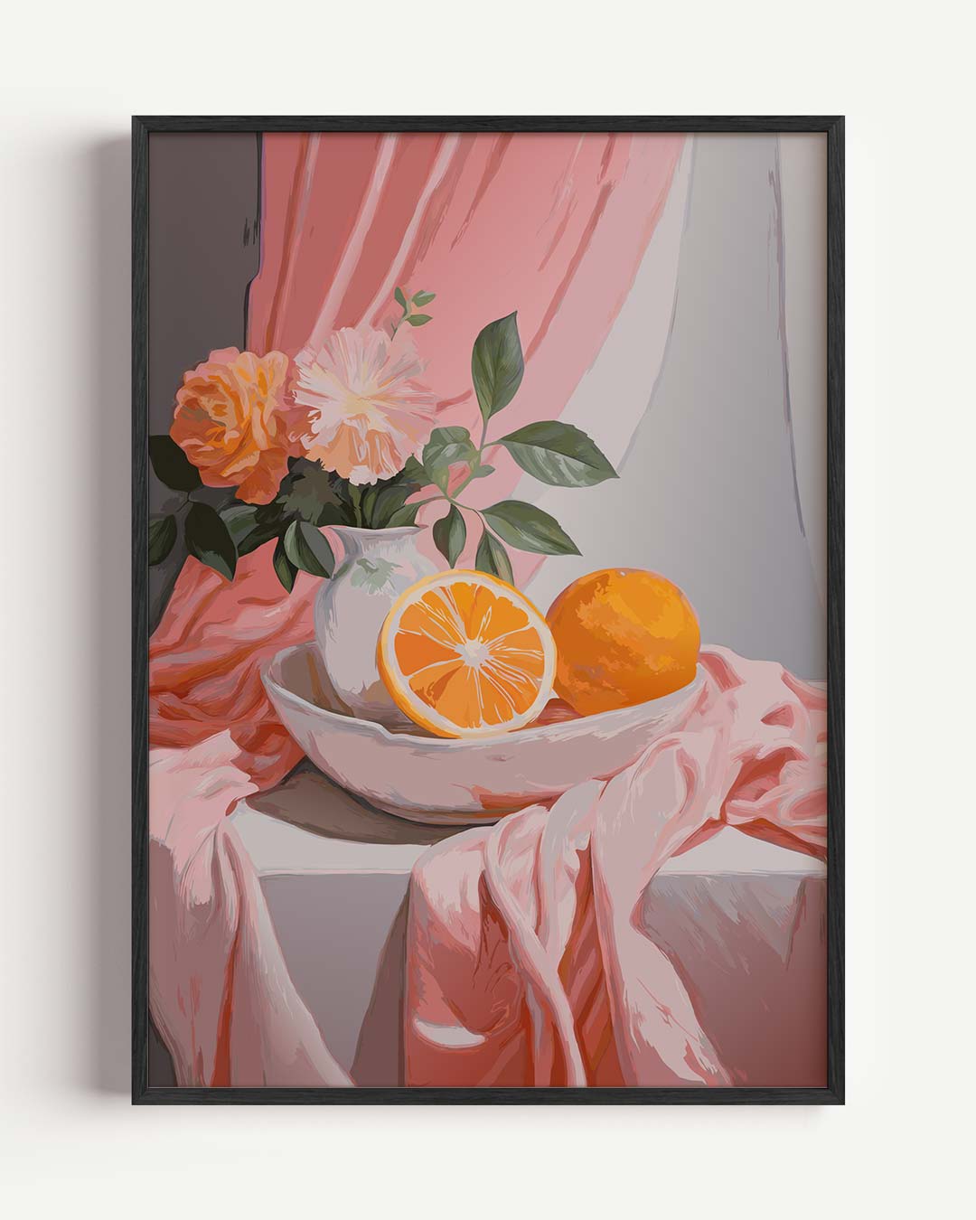 Vrolijke Citrus en Bloemen – bloemen portret poster als wanddecoratie