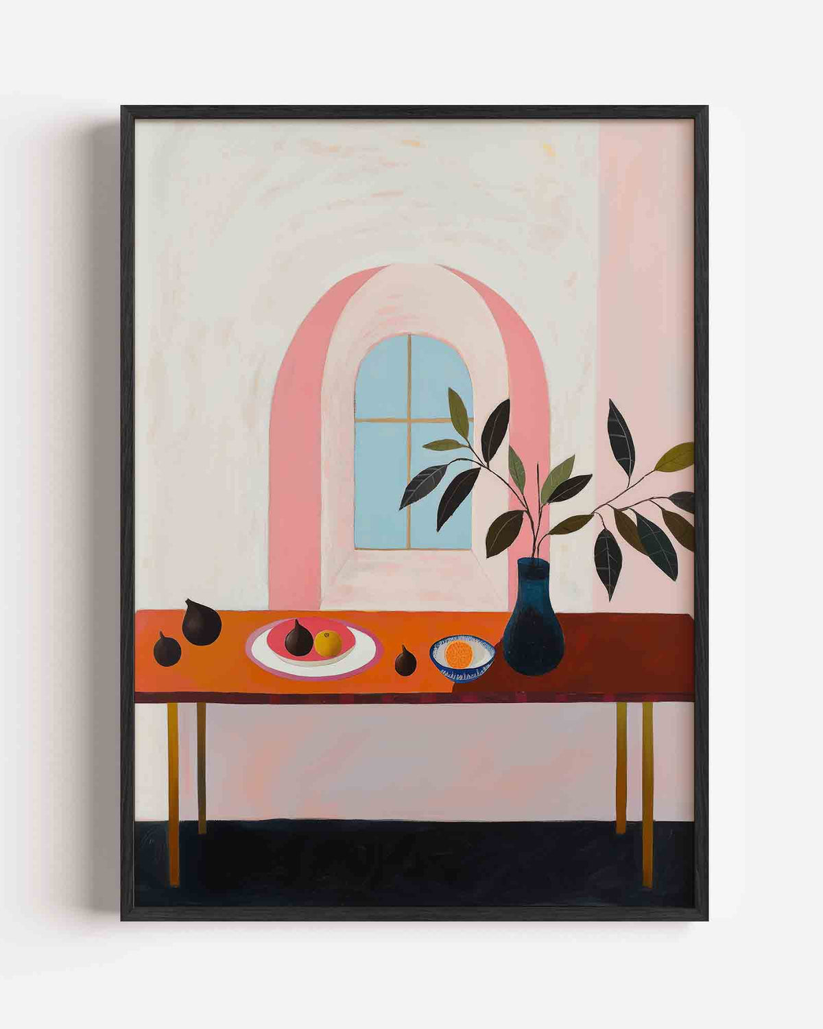 Stilleven met tafel en raam – jungle portret poster als wanddecoratie