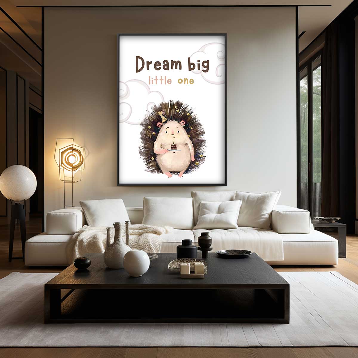 Dromerige Egel Kinderkamerposter – canvas wanddecoratie in portret formaat