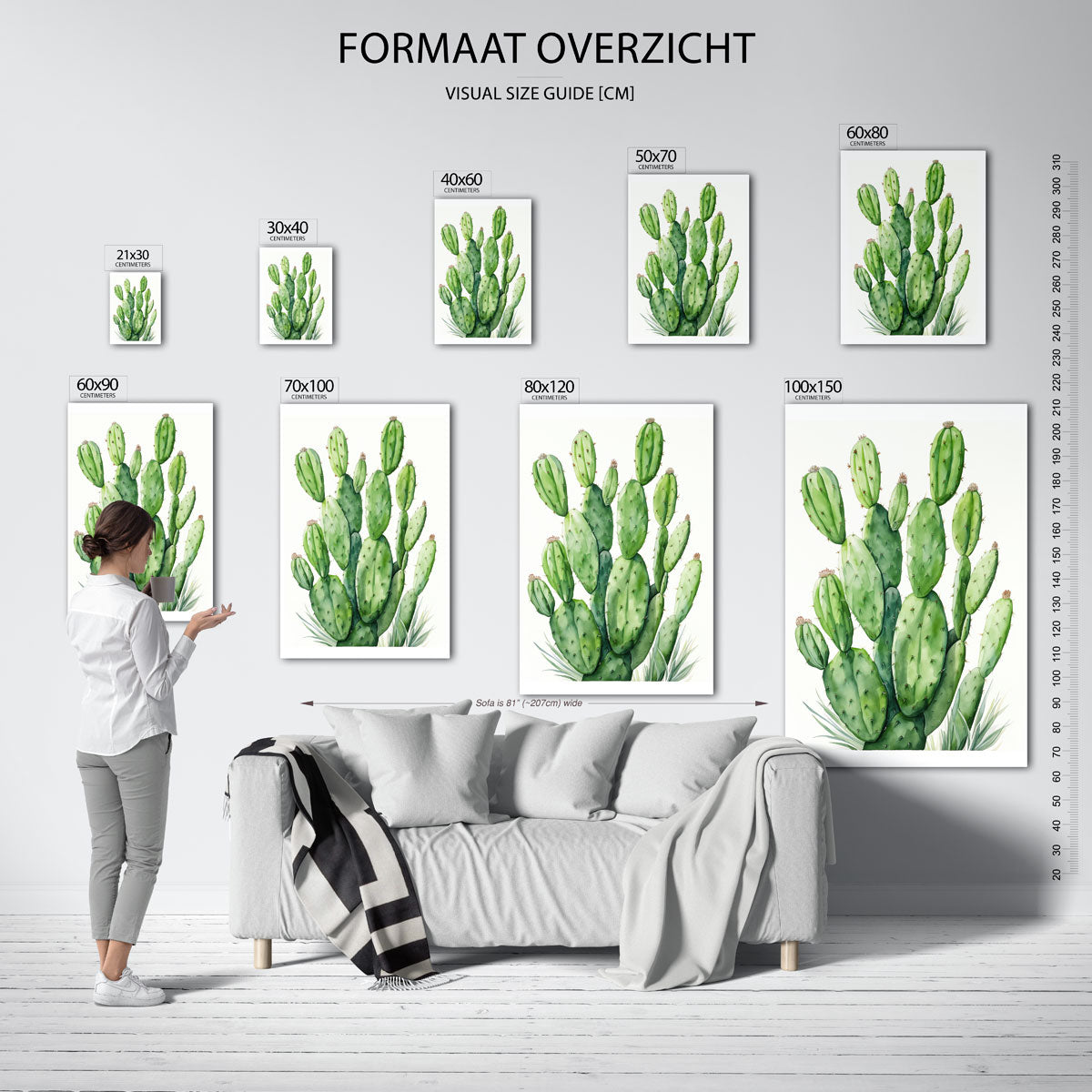 Groene cactus – staande muurposter met jungle thema