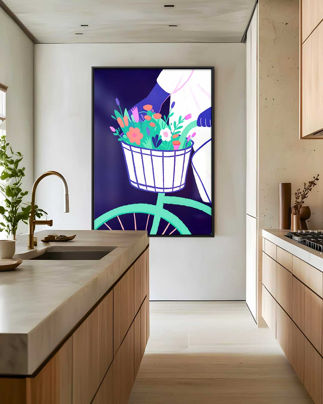 Fietstocht in Bloei – plexiglas wanddecoratie in portret formaat