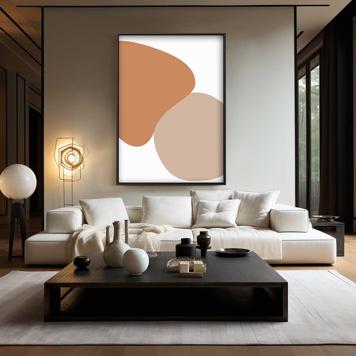 Organische Vormen in Aardetinten – staand kunstwerk voor modern interieur