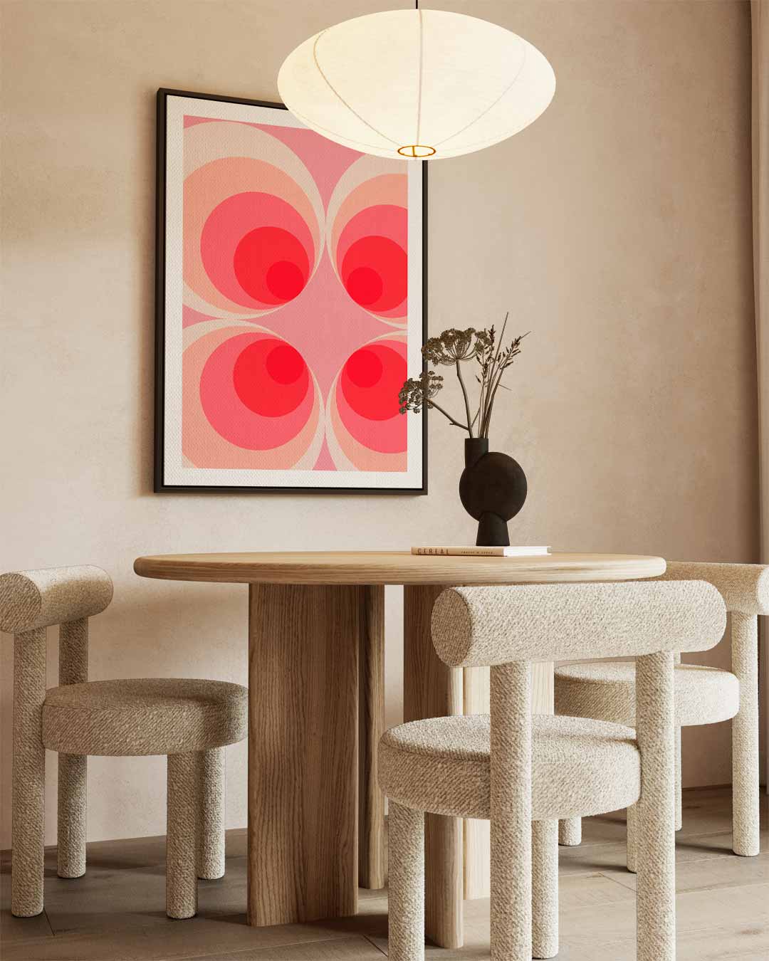 Retro Cirkelpatroon Kunstwerk – dibond wanddecoratie in staand formaat