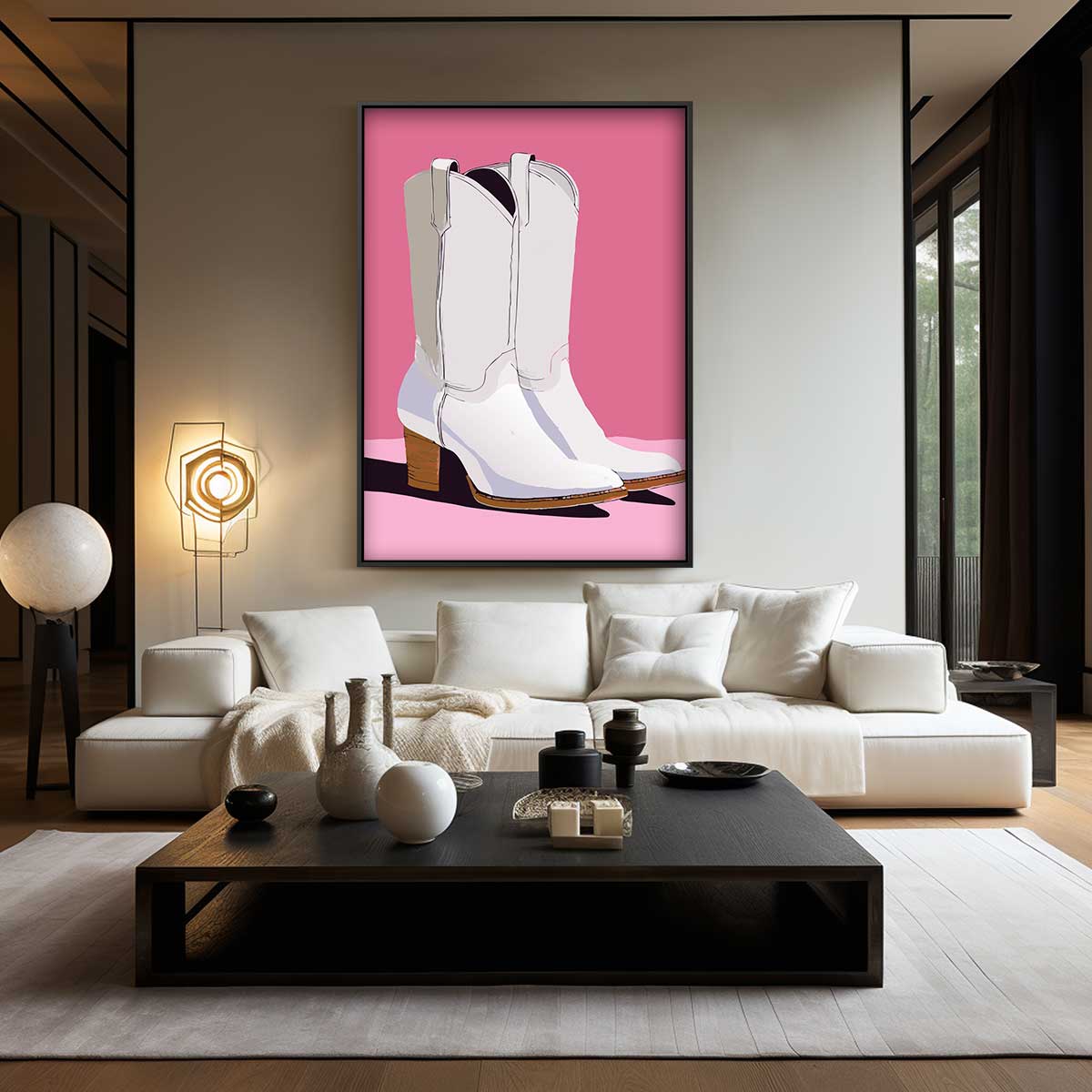 Cowboylaarzen op Roze – dibond wanddecoratie in staand formaat