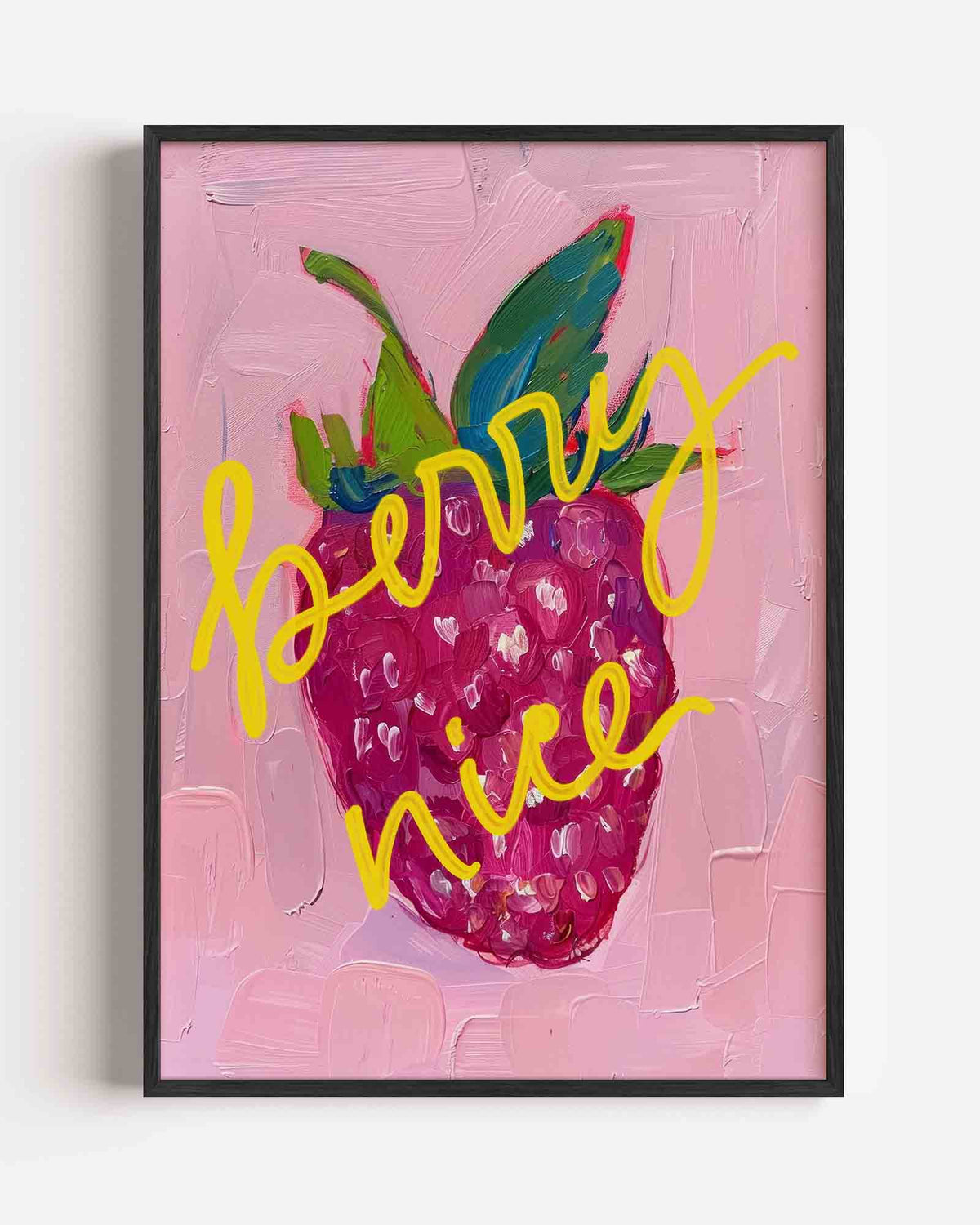 Framboos met tekst – kleurrijke illustratie portret poster als wanddecoratie