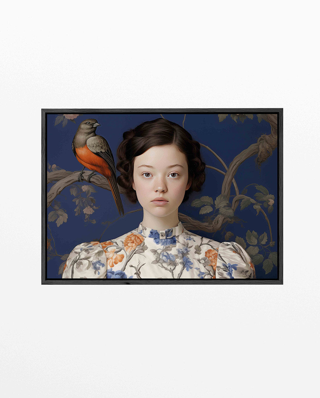 Vogel en meisje portret – liggend portret kunstwerk