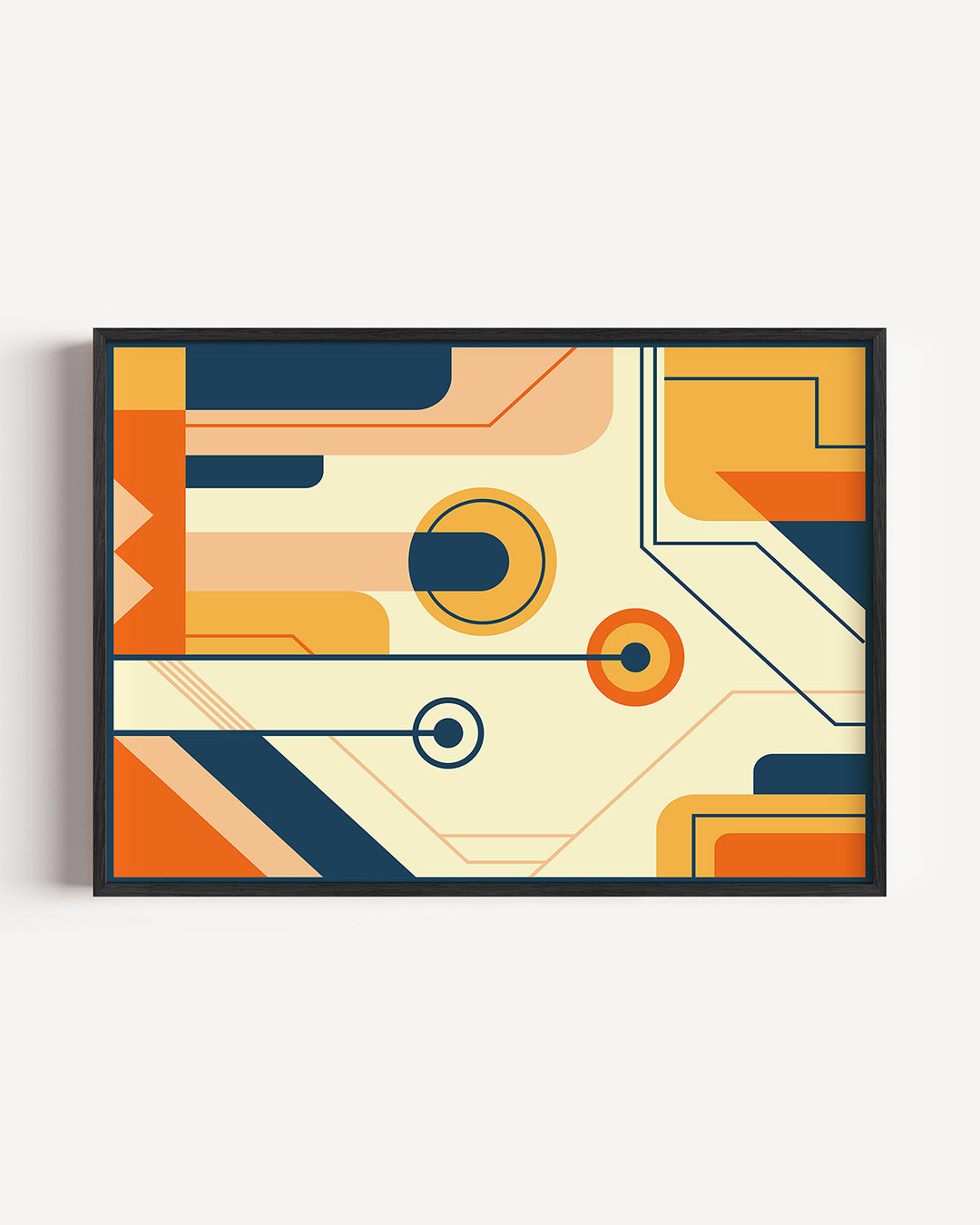 Lijnen en vlakken – liggende Bauhaus poster als wanddecoratie