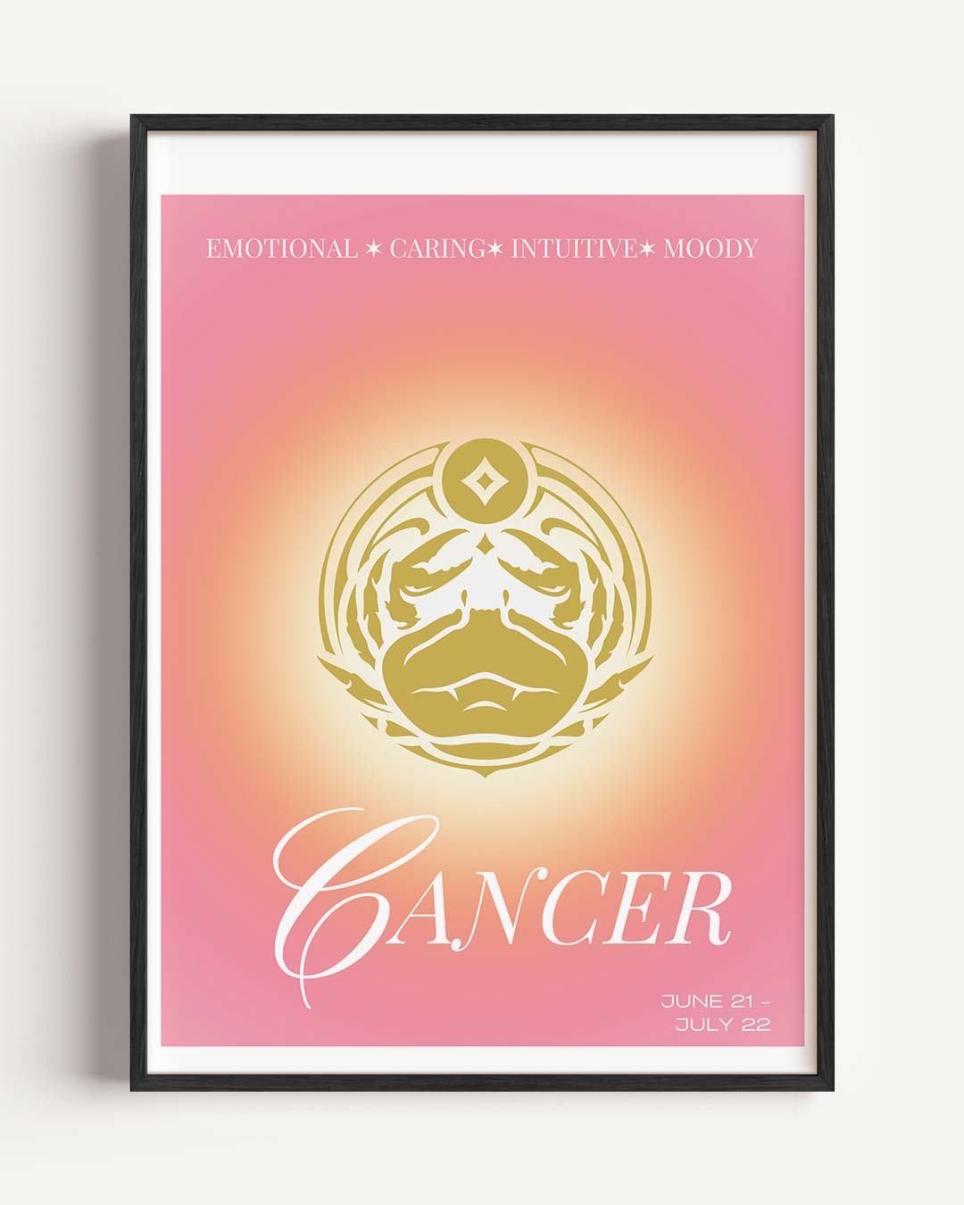 Stijlvolle Kreeft Sterrenbeeld – mindful portret poster als wanddecoratie