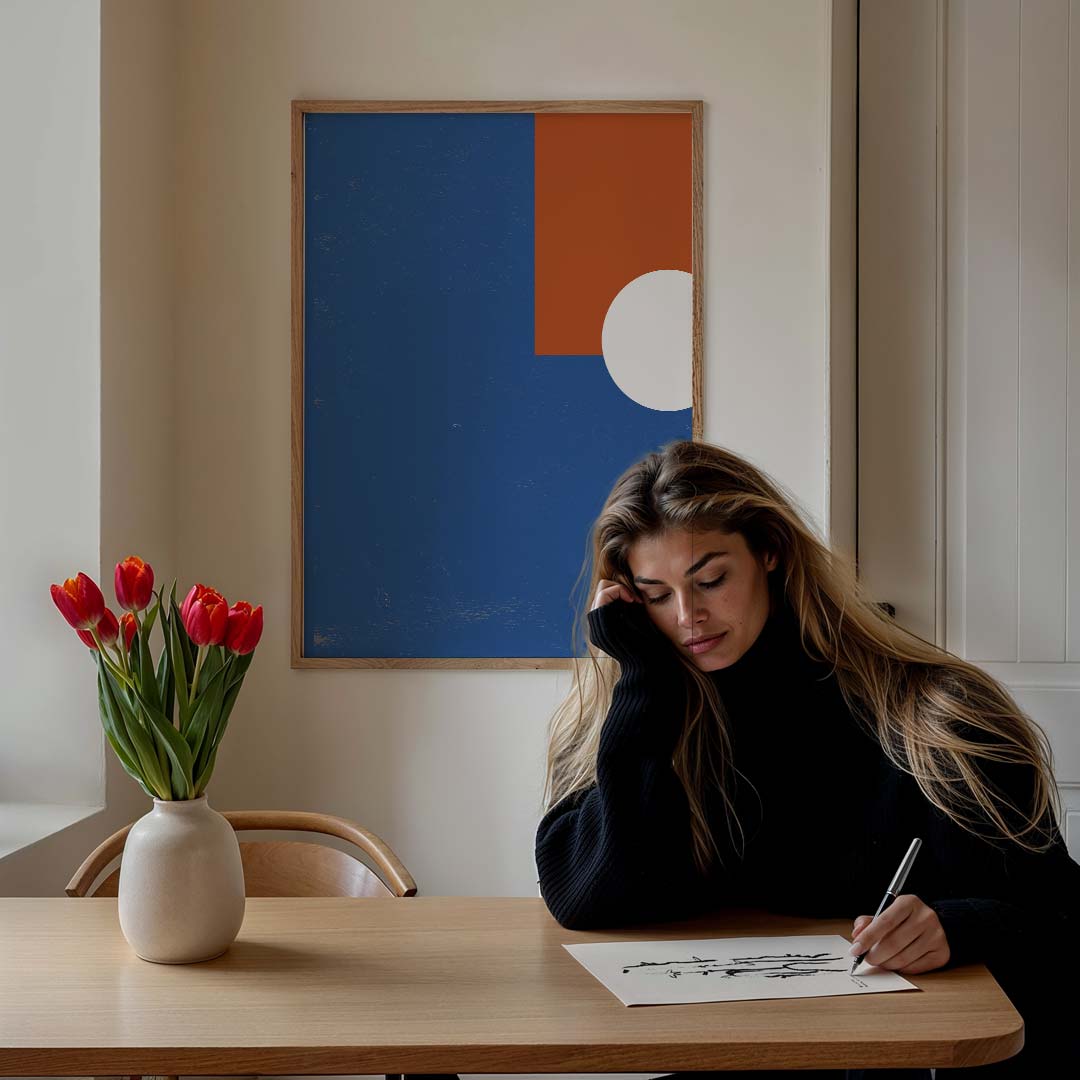 Kleurrijke Geometrische Abstractie – staande muurposter met kleurrijke abstracte vormen