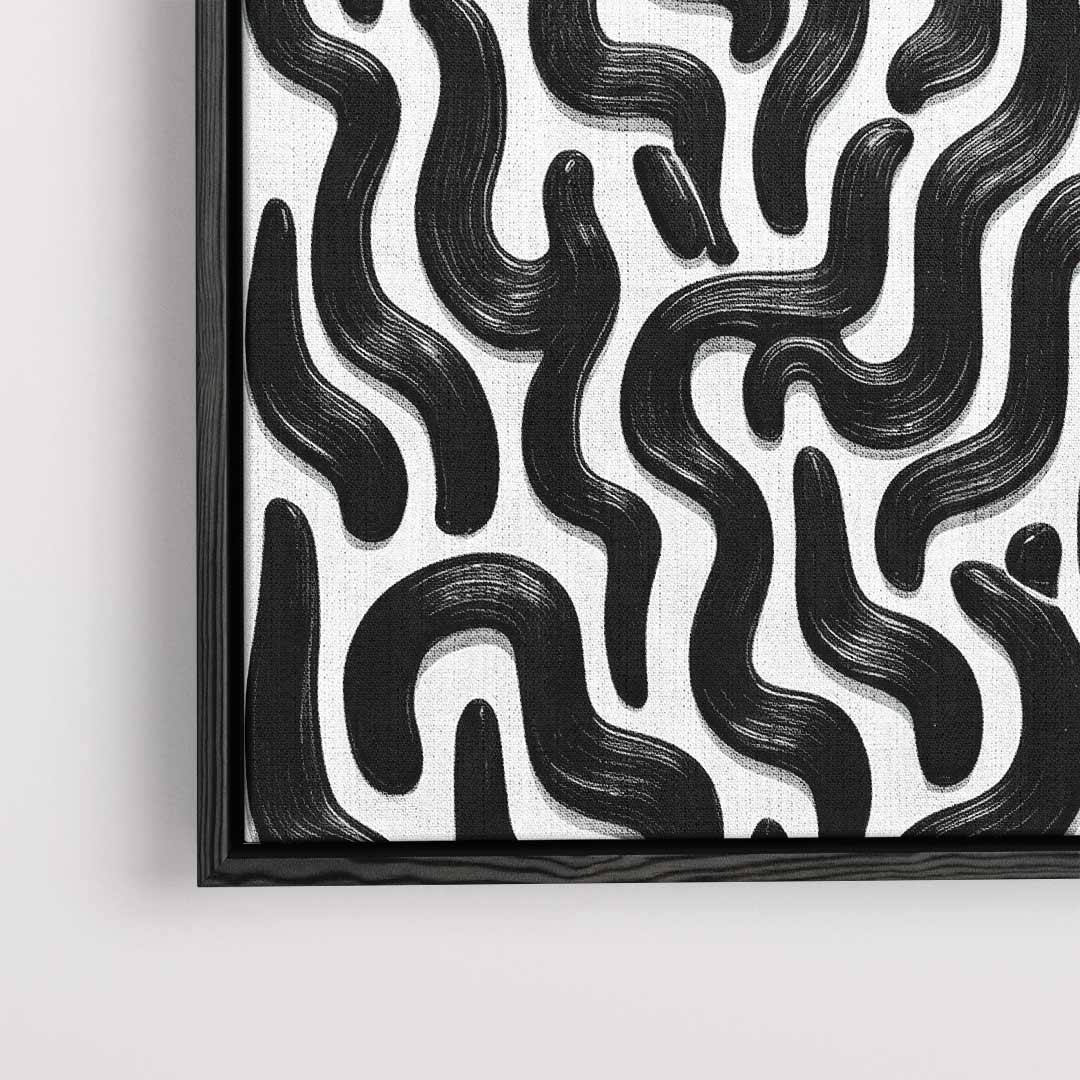 Dynamische Zwarte Stroom – dibond kunstwerk als wanddecoratie