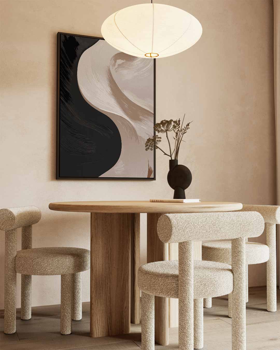 Stijlvolle Abstracte Harmonie – kunstwerk met zwarte baklijst