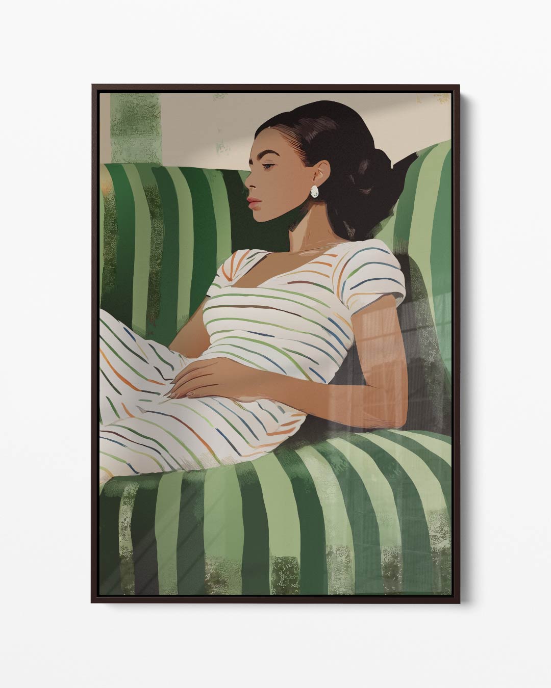 Relax op Groene Strepen – portret kunstwerk als wanddecoratie