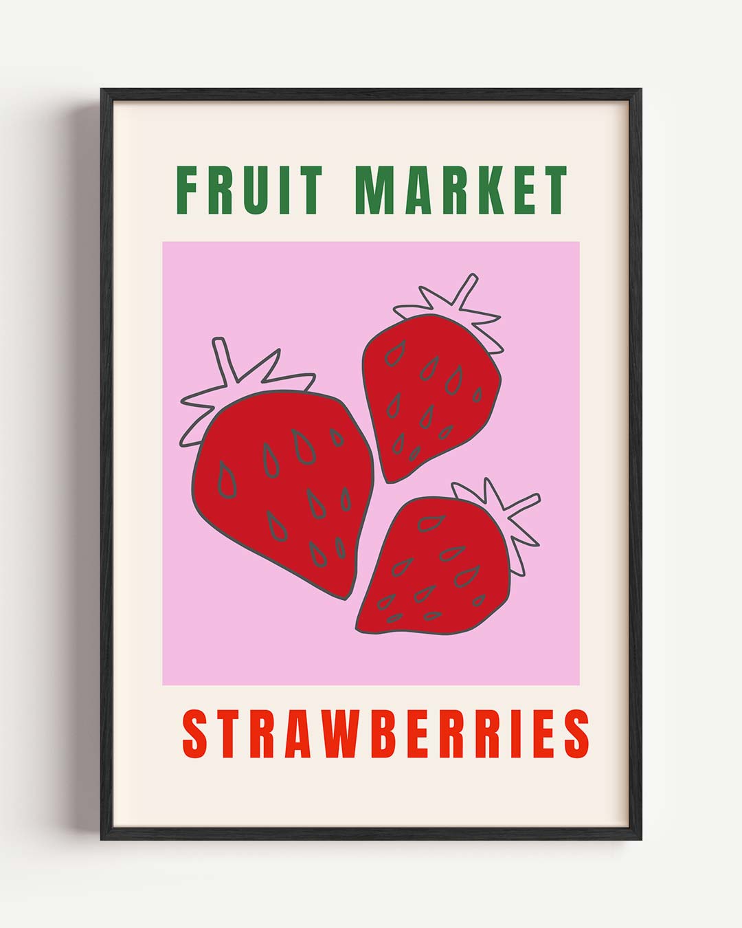 Aardbeien Fruit Markt – keuken portret poster als wanddecoratie
