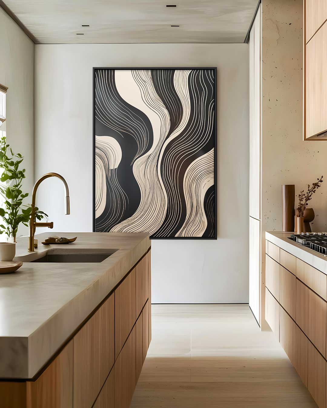 Golvende Elegantie – dibond wanddecoratie in staand formaat