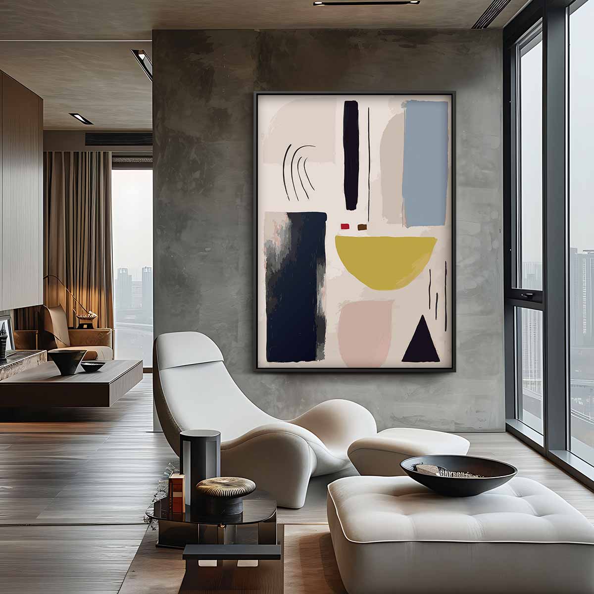 Speelse Abstractie – canvas wanddecoratie in portret formaat