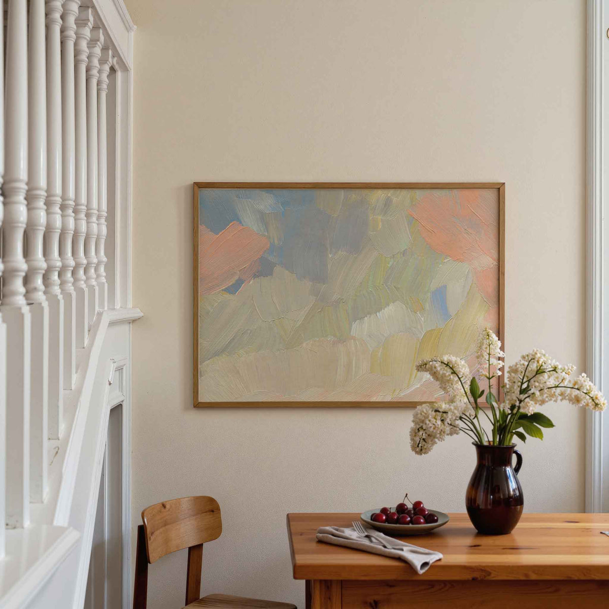 Abstracte penseelstreken – artistieke poster in liggend formaat