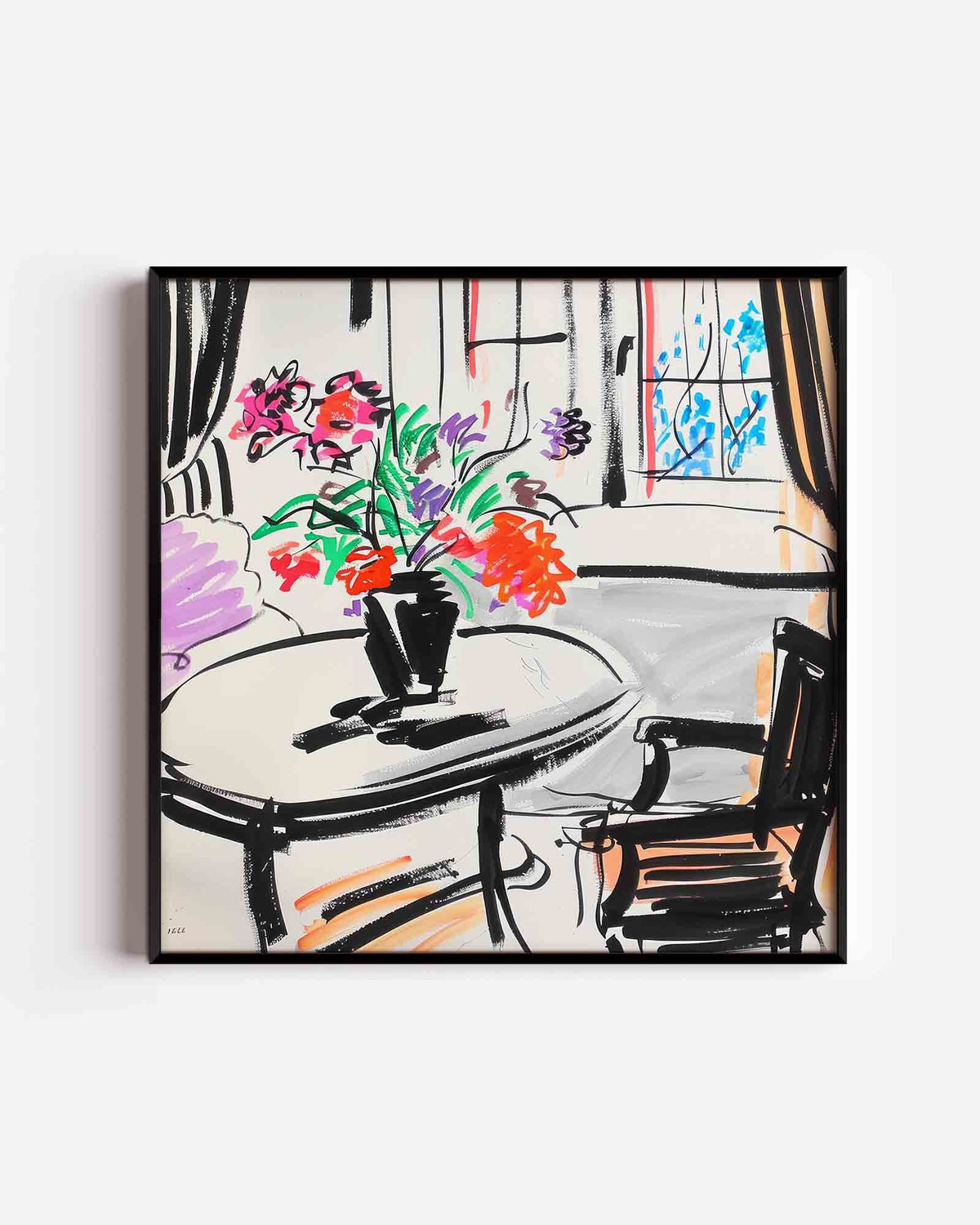Bloemen op tafel – keuken vierkante poster als wanddecoratie
