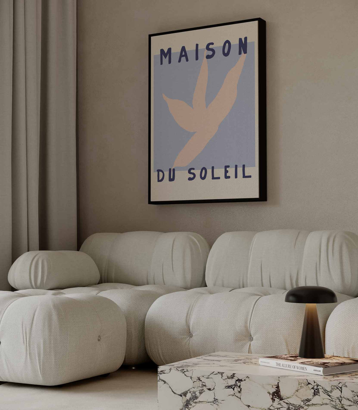 Maison du Soleil Kunstposter – staande wandkunst voor woonkamer of interieur