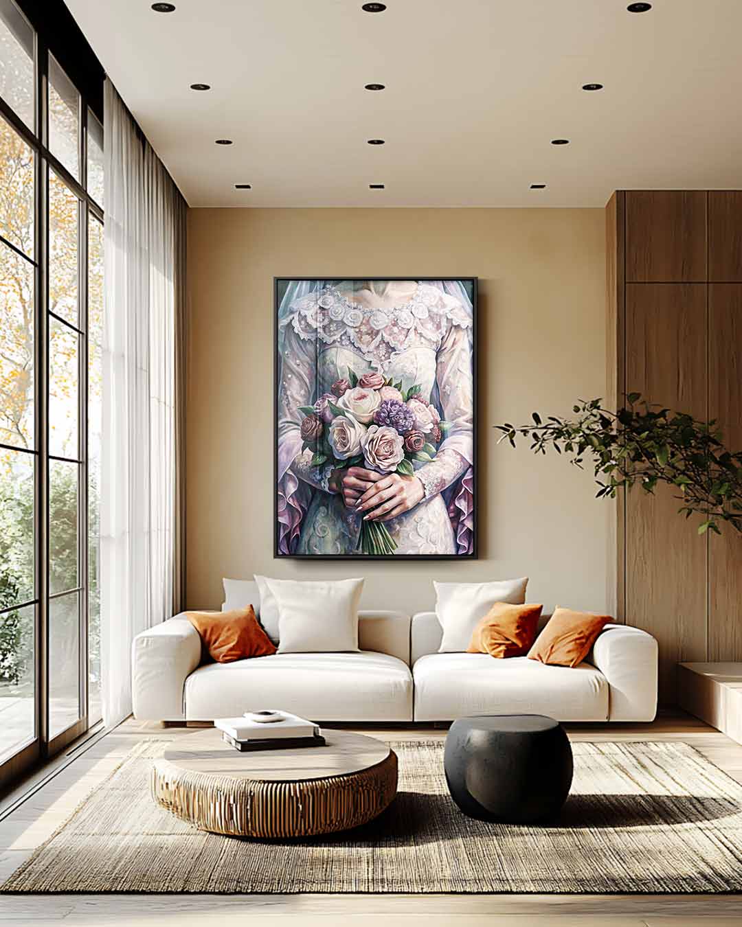 Romantisch Bruidsportret – plexiglas wanddecoratie in portret formaat