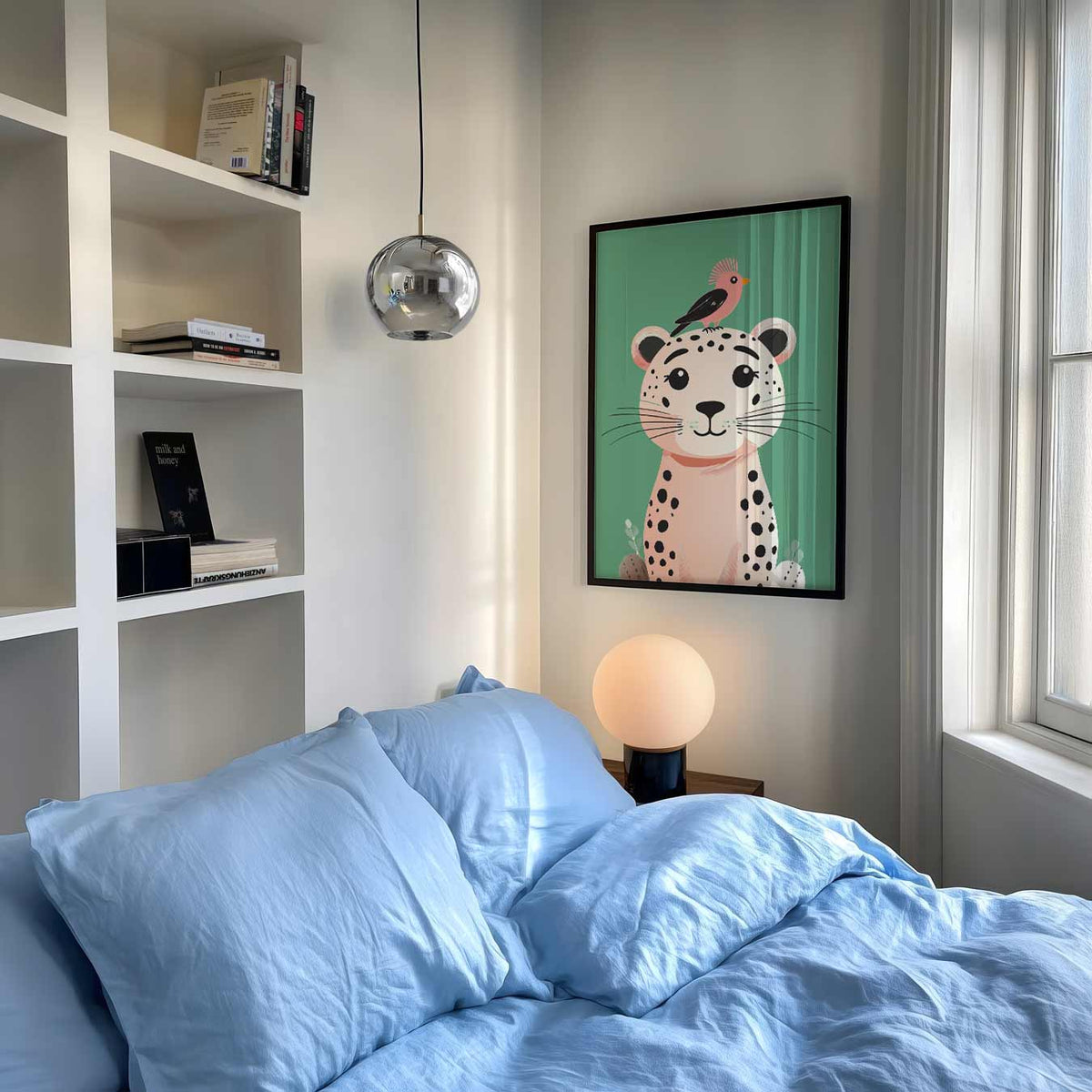 Vrolijke Dierenvriendschap – speelse wandkunst als portret kinderposter