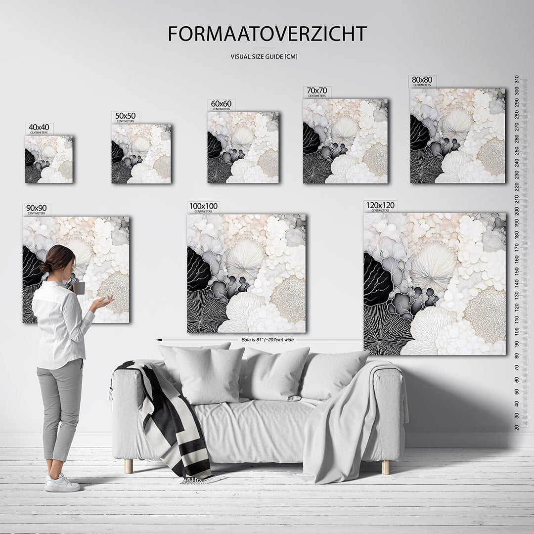 Organische patronen kunstwerk – materiaalweergave – dit werk toont een intrigerend spel van organische vormen en lijnen, met