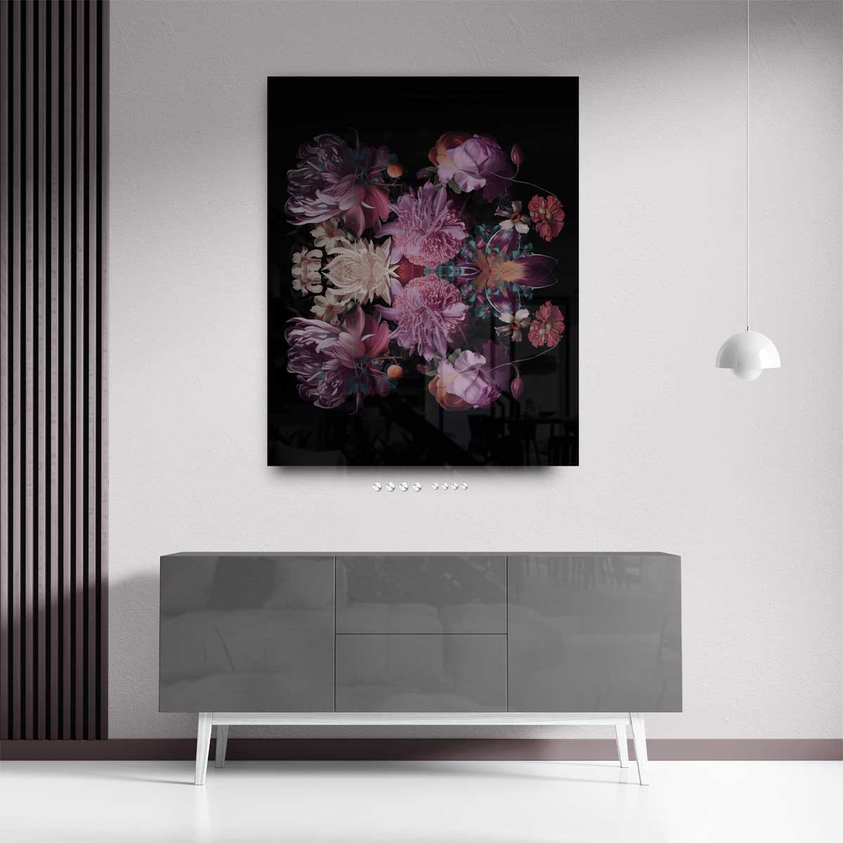 Bloemenpracht Symfonie – plexiglas kunstwerk als wanddecoratie