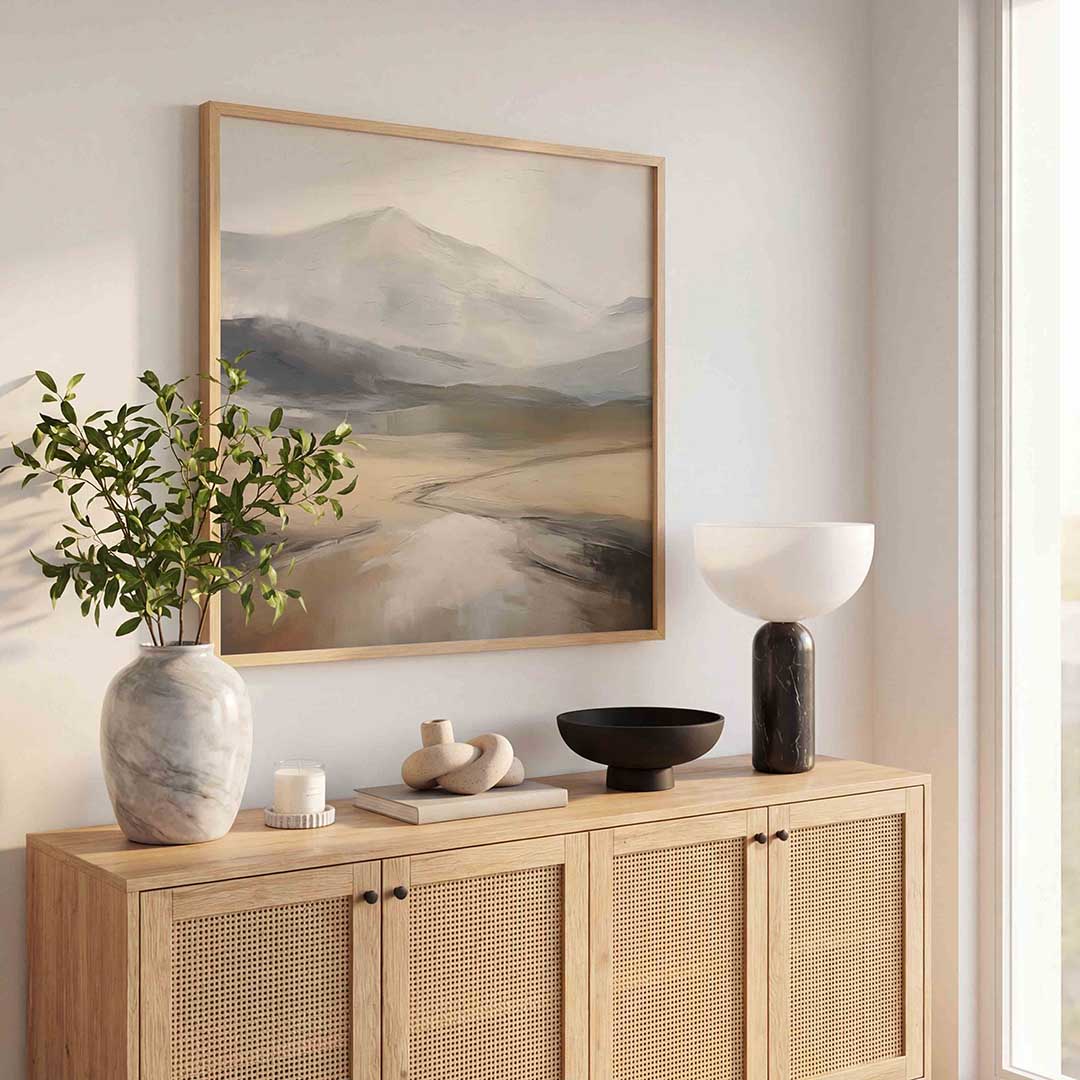 Berglandschap – kleurrijke poster in vierkant formaat