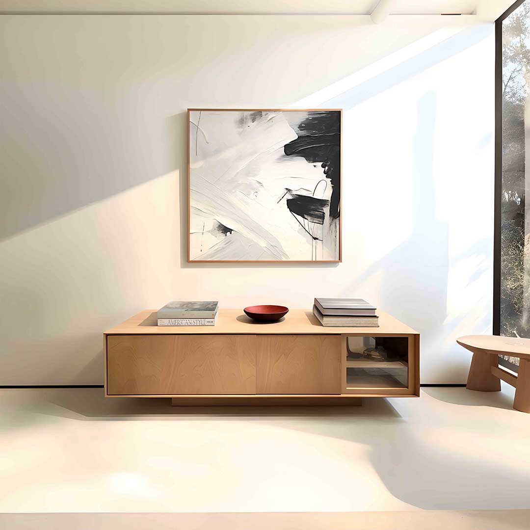 Abstracte zwart wit – vierkante abstracte wanddecoratie van WallArtistic