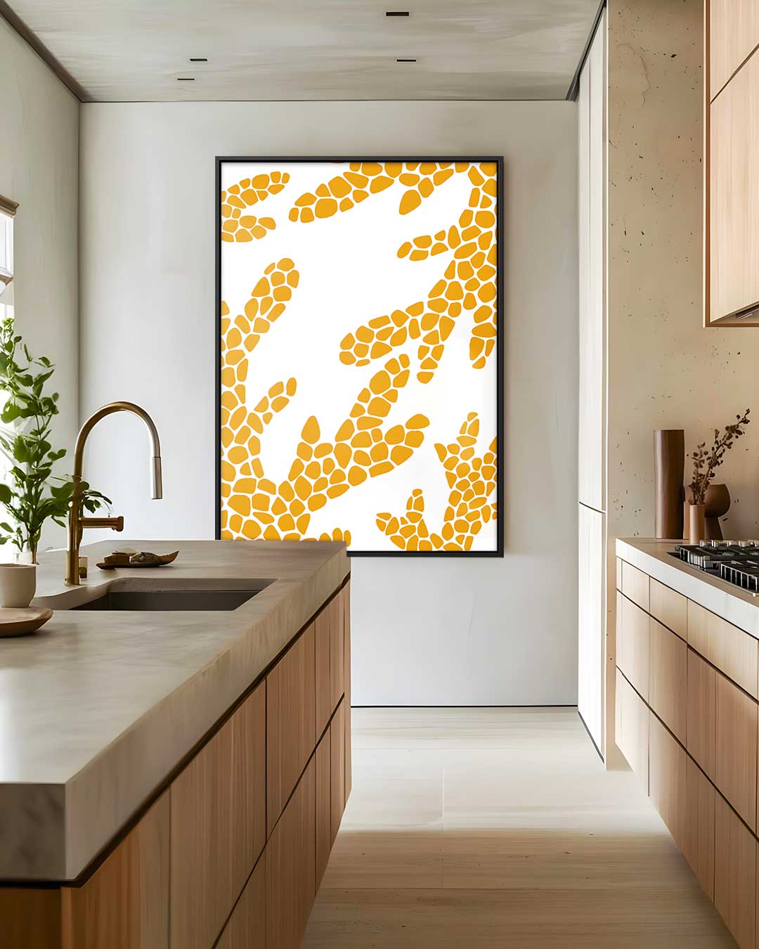 Giraffe Patronen Kunstprint – kunstwerk met zwarte baklijst