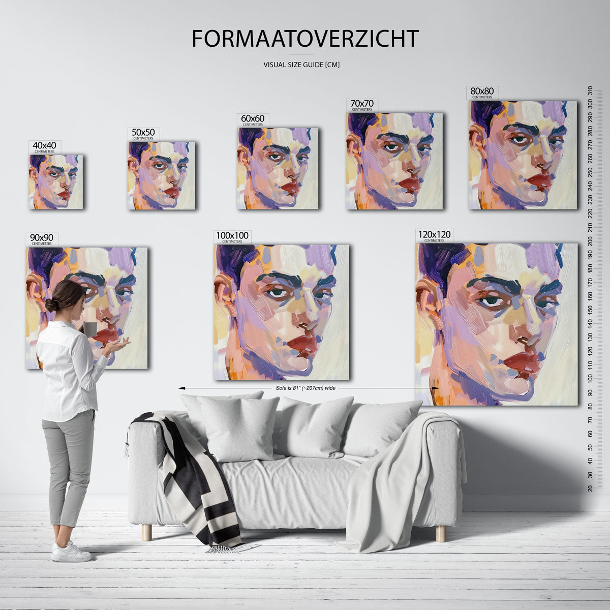 Abstract portret – vierkante muurposter met kunst en design