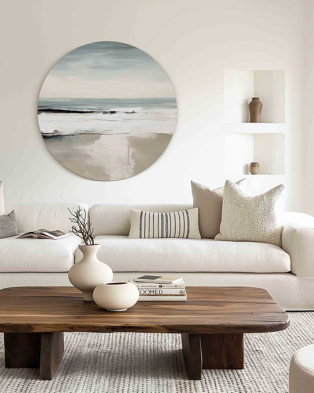 Strand en zee – muurcirkel met kleur en vormen voor aan de muur