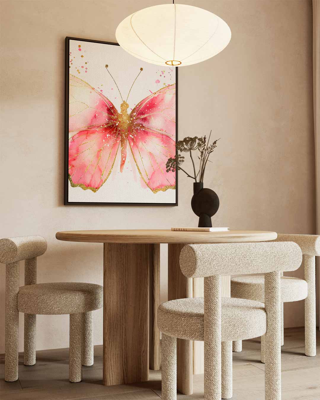 Dromerige Vlinder Aquarel – dibond wanddecoratie in staand formaat