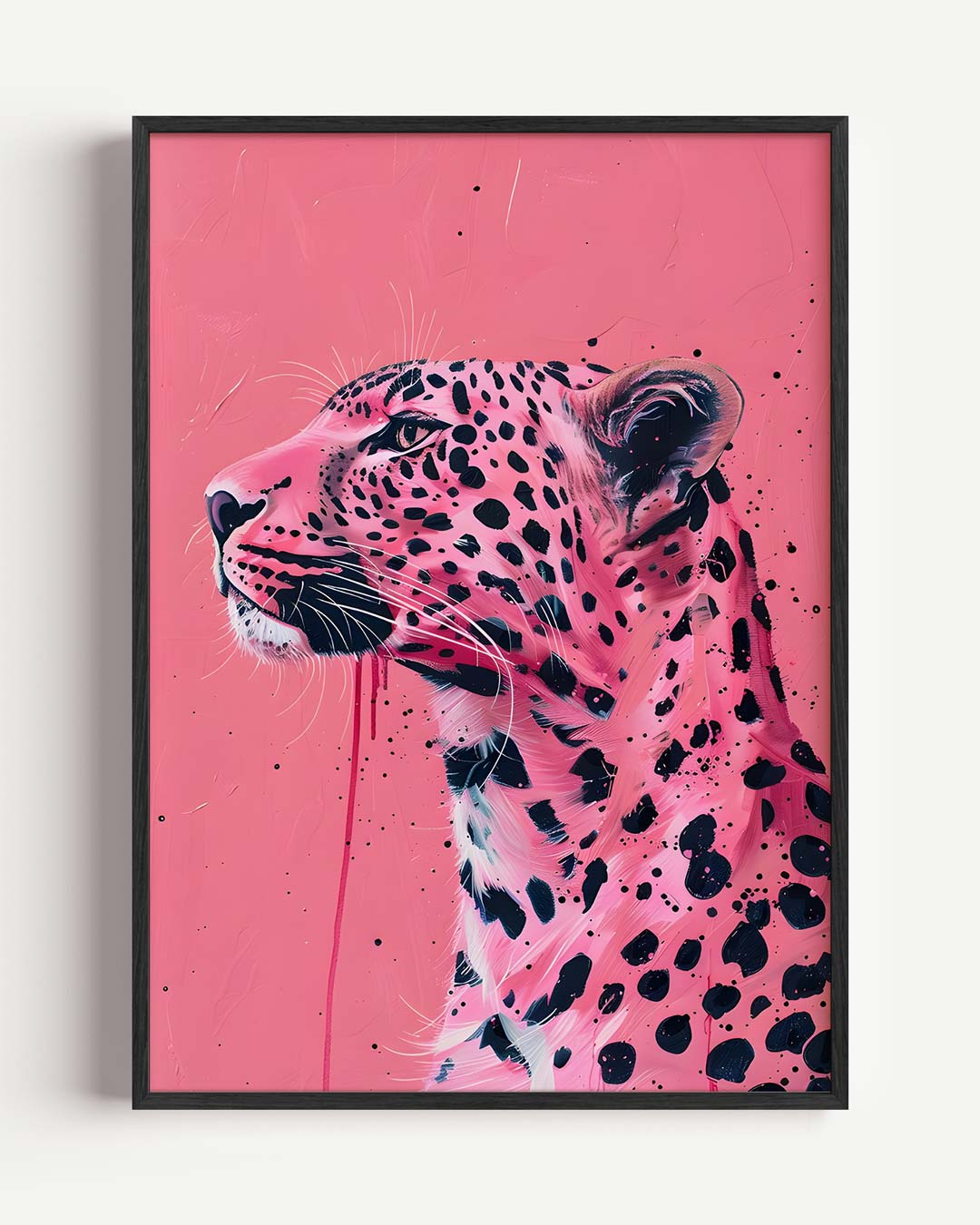 Stijlvolle Luipaard in Roze – Popart en Streetart portret poster als wanddecoratie