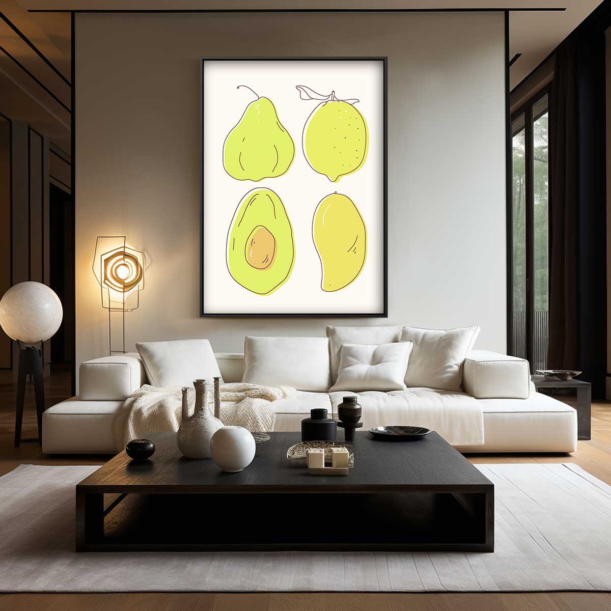 Fruitige Illustratie van Vruchten – kunstwerk met zwarte baklijst