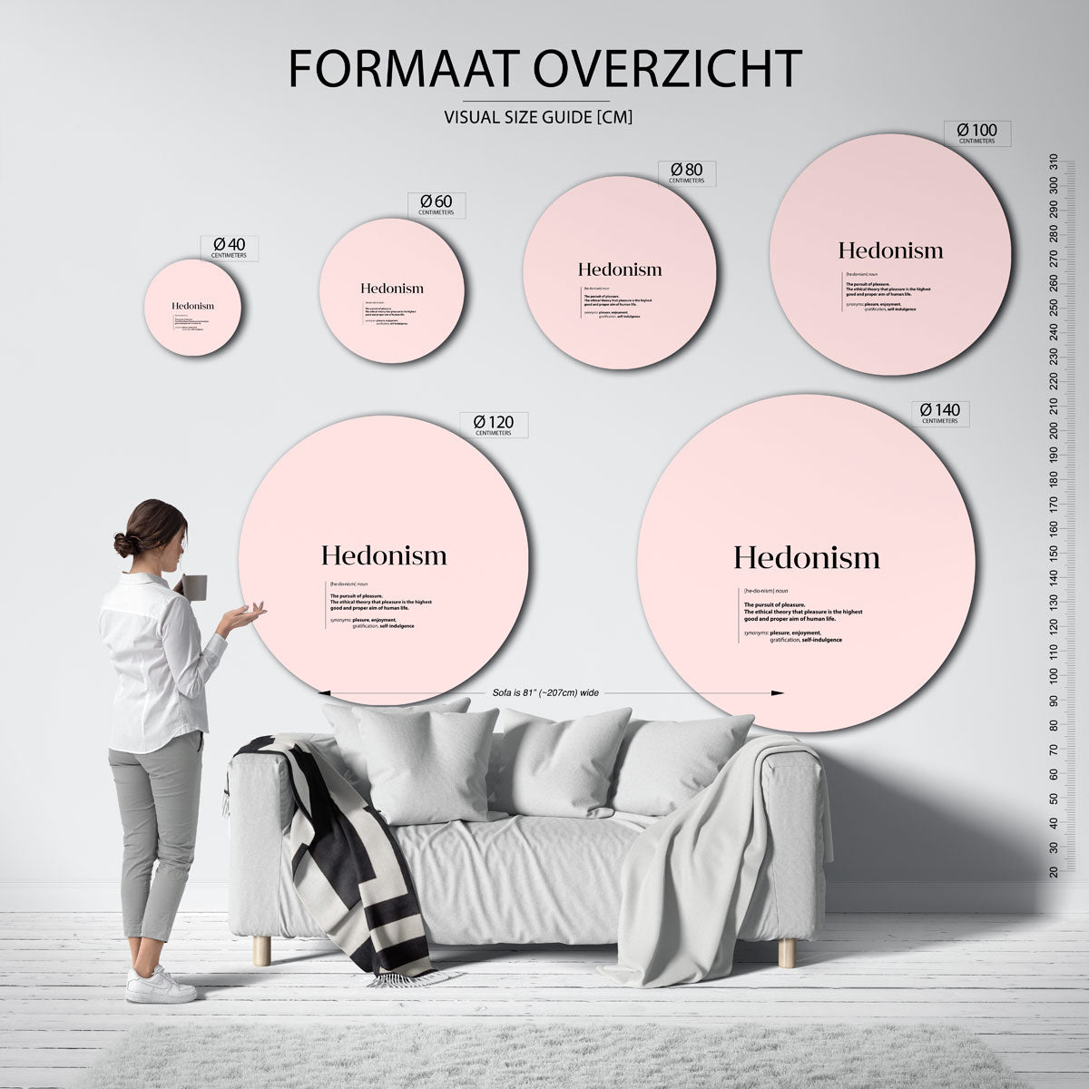 Hedonism definitie – abstracte wandkunst als muurcirkel van WallArtistic