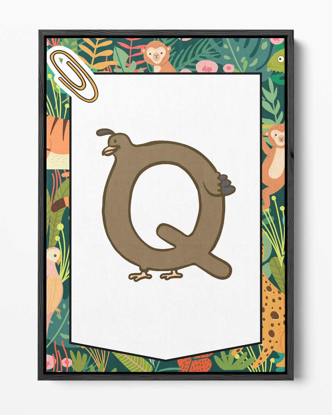 Dierenalfabet Art Print - Q voor Kwakdrankvogel – portret kunstwerk als wanddecoratie