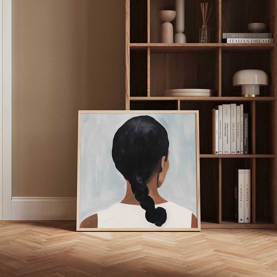Vrouw met vlecht – portret poster in vierkant formaat