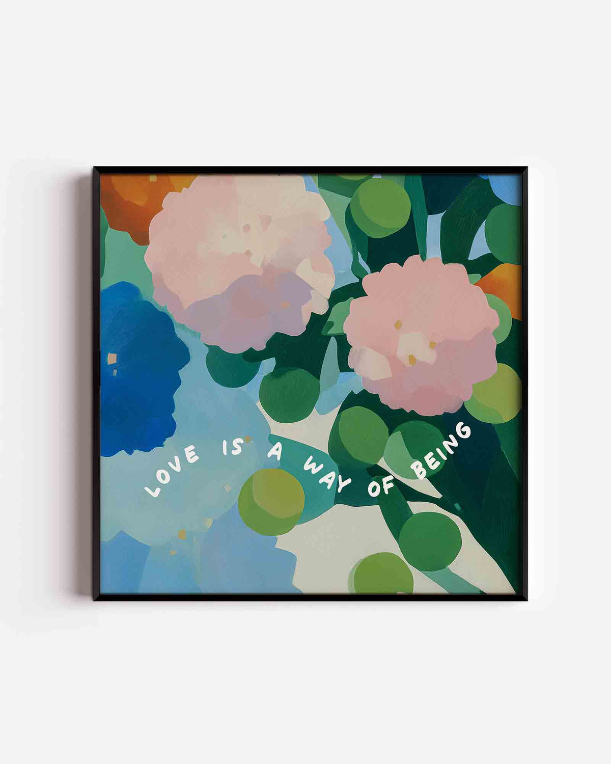 Bloemen en tekst – vierkante poster met kleur en vormen als wanddecoratie