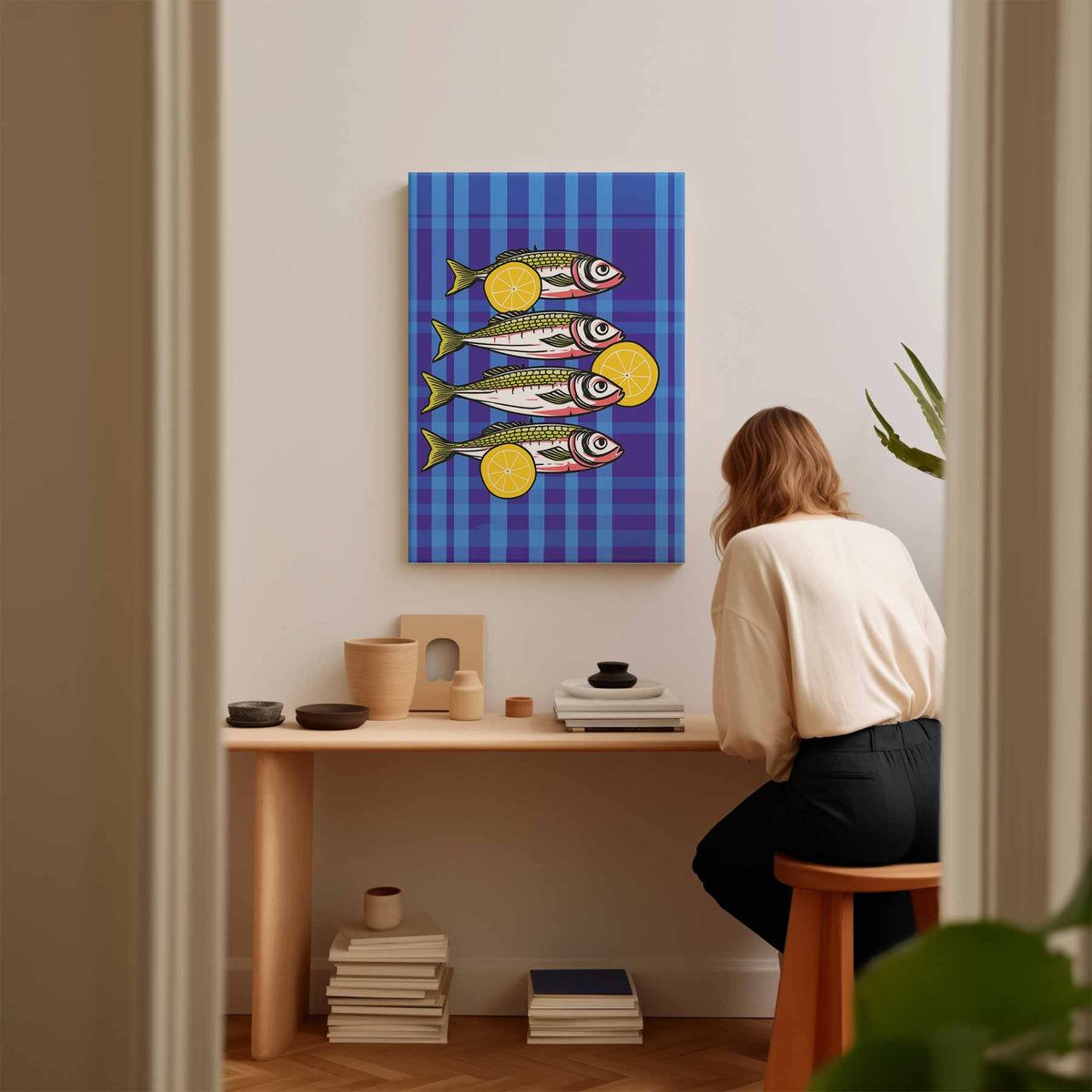 Vrolijke Vissen Met Citroen – plexiglas kunstwerk als wanddecoratie
