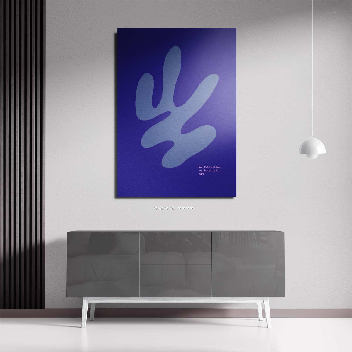 Blauwe Botanische Expressie – plexiglas kunstwerk als wanddecoratie