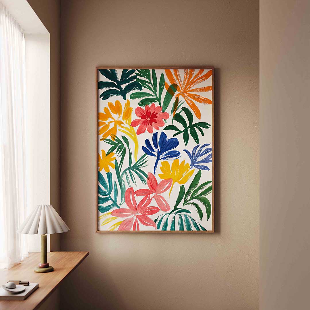 Bloemen en bladeren – staande jungle wanddecoratie van WallArtistic