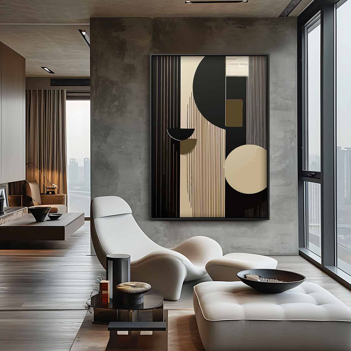 Moderne Geometrische Harmonie – canvas wanddecoratie in portret formaat