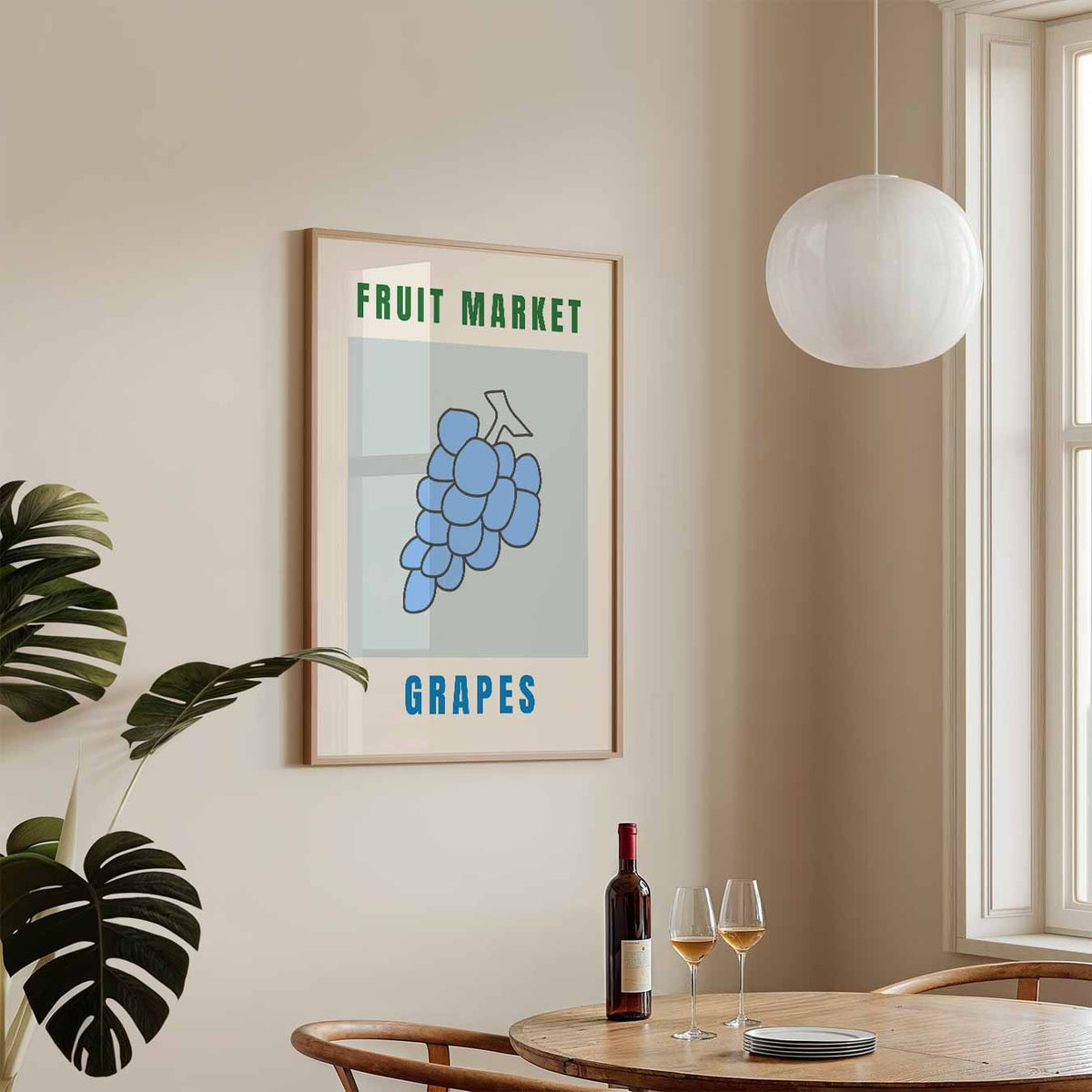 Stijlvolle Druiven Markt – staande keuken wanddecoratie van WallArtistic