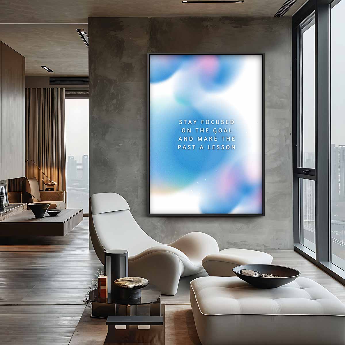 Stay Focused on the Goal – plexiglas wanddecoratie in portret formaat