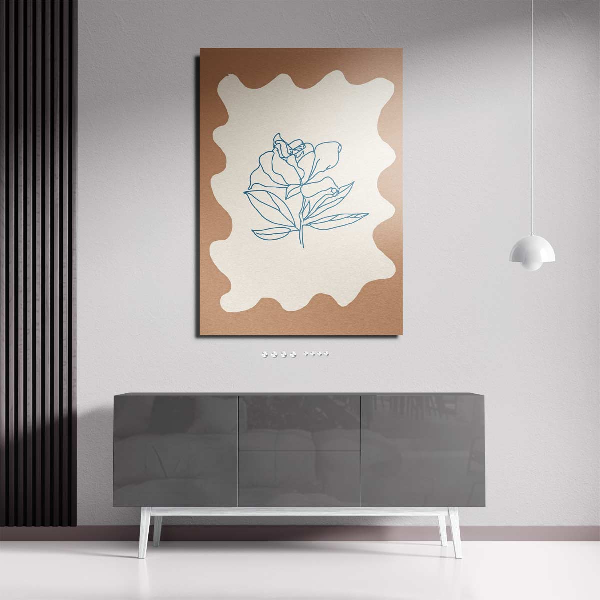 Eenvoudige Bloemenschets – dibond wanddecoratie in staand formaat