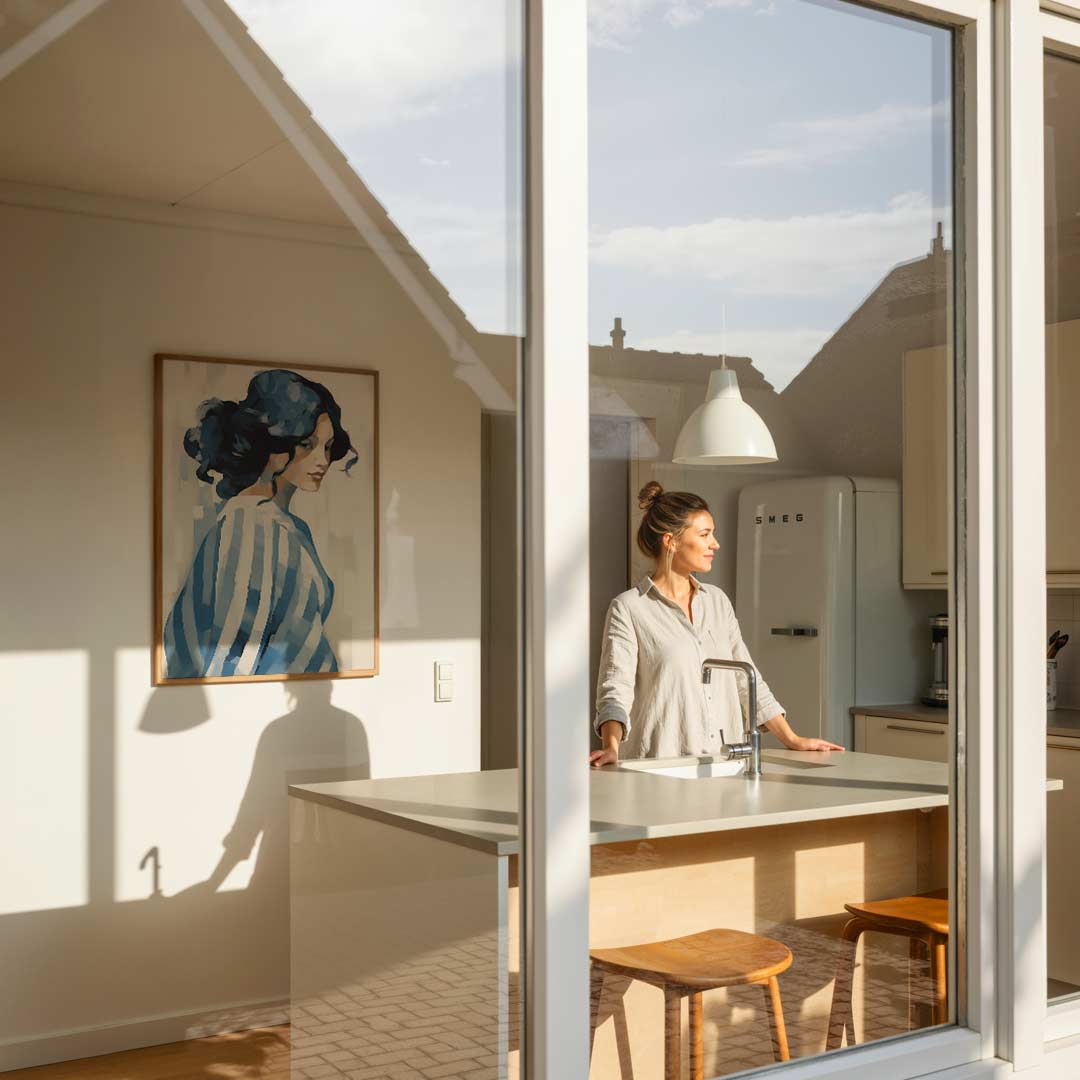 Mystieke Blauw Getinte Vrouw – vrouwelijke portretposter in staand formaat