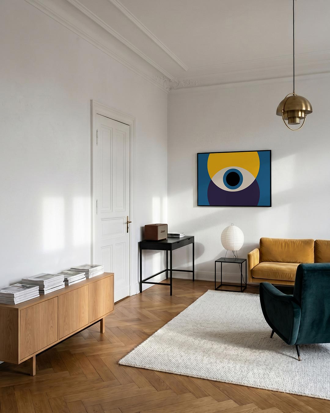 Cirkelvormen en kleurvlakken – geometrische poster in Bauhaus-stijl van WallArtistic
