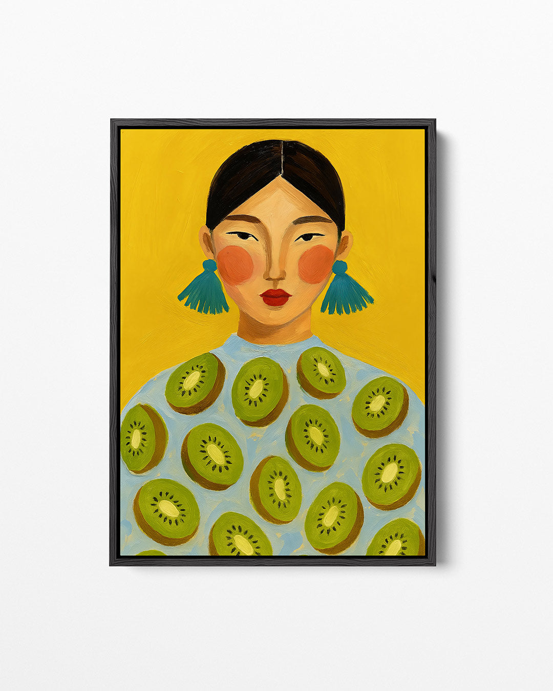 Vrouw met kiwi's – staand wanddecoratie kunstwerk