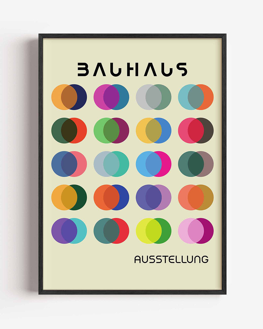 Cirkelpatroon en kleur – staande Bauhaus poster als wanddecoratie