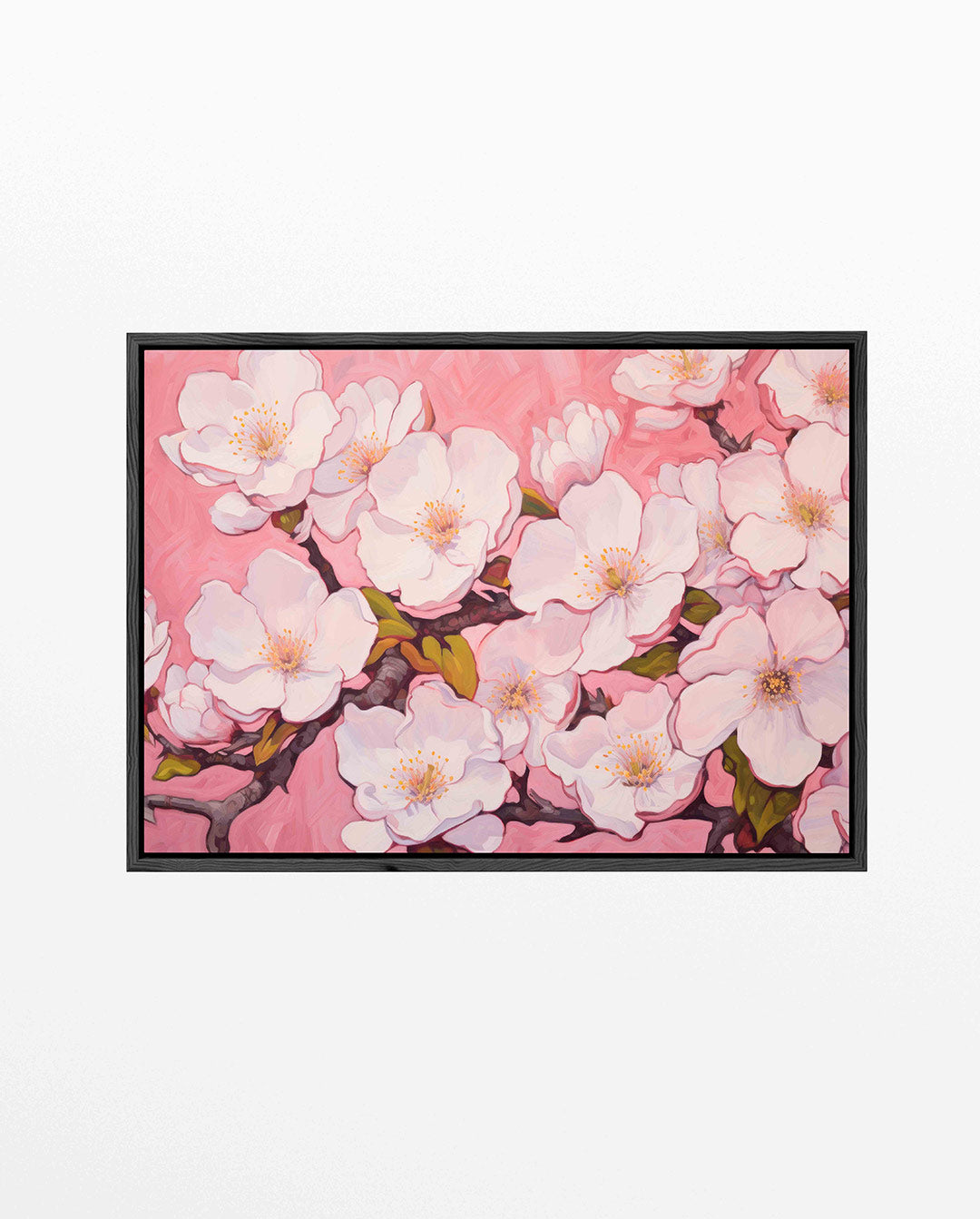 Bloesem op roze – liggend modern kunstwerk